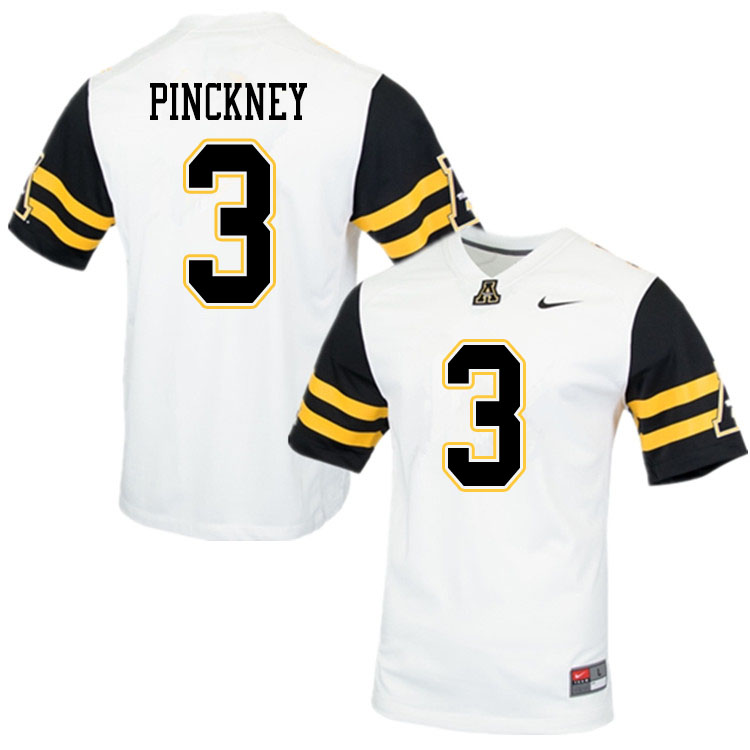 Men #3 Jacoby Pinckney Appalachian State Mountaineers College Football Jerseys Sale-White - Click Image to Close